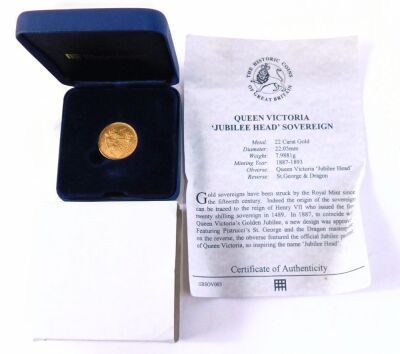 A Queen Victoria Jubilee head full gold sovereign, dated 1891, in Westminster box with certificate of authenticity. - 3