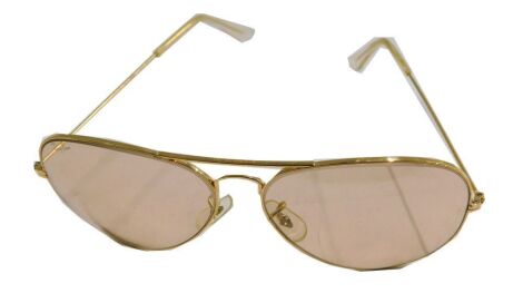 A pair of Rayban Aviator glasses, gold colour rimmed, in case.