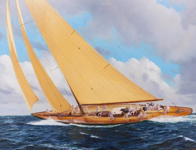 SW or WS monogrammist (20thC). Racing Yachts, oil on canvas,monogrammed, 70cm x 89.5cm.