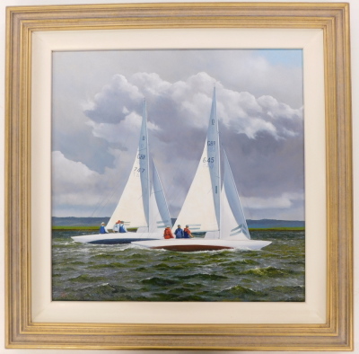 SW or WS monogrammist (20thC).  Yatchs, oil on canvas, initialled, 59cm x 59cm. - 2