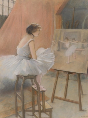 Fanny Laurent Fleury (1848-1920?40). Ballerina, pastel, signed, 59cm x 44cm. Gallery label verso Francis Iles Rochester.