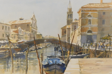 Bert Wright (b.1930). Chioggia New Venice, watercolour, signed and titled verso, 36cm x 53.5cm. Artist label verso, Gallery label Francis Iles Rochester.