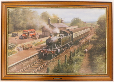After Don Brackon. Country connection, framed coloured print - titled on mount, 50cm x 75cm. Label verso Solomon & Whitehead Ltd. - 2