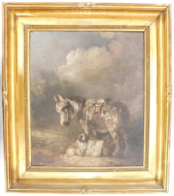 19thC School. Pony and dog, oil on canvas, 48cm x 40cm. - 2