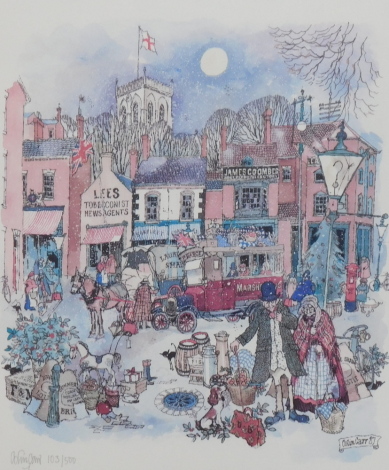 Colin Carr (1929-2002). Christmas in Grimsby, artist signed limited edition coloured print, 103/500, 26cm x 22cm.