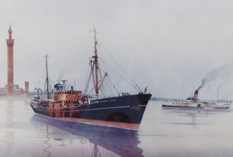 Steve Farrow (20thC). Grimsby Town and Lincoln Castle, artist signed coloured print, 25cm x 36cm.