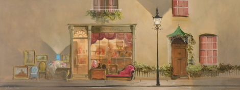 Deborah Jones (1921-2012). Pennywell Shop Front, oil on board, signed, 29cm x 75cm.