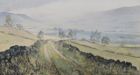 Alan Stuttle (b.1939). Landscape Yorkshire, oil on canvas, signed, titled verso and dated 1976, 39.5cm x 75cm.