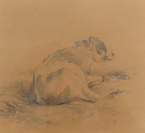 18thC/19thC School. Study of a cow, pencil, 15cm x 17cm.