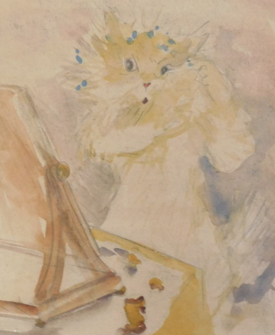 19thC/20thC. Cat study, watercolour, 33cm x 26cm.