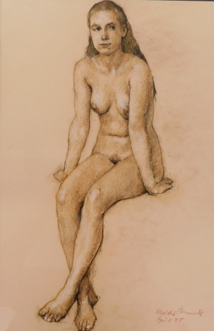 20thC. Nude life drawing, crayon with highlight, indistinctly signed and dated, 39cm x 25cm. Label verso Francis Iles Galleries Rochester.