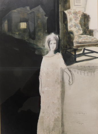 Piera Luisolo (b.1973). Retired, mixed media, signed and titled verso, 31cm x 22cm. Label verso Francis Iles Gallery Rochester.