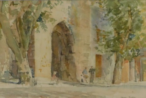 George Butler (1904-1999). Trets, Bouches on Rhone Porte St Jean, watercolour, signed, dated Sept 1979, titled verso, 25cm x 35cm. Artist label verso.