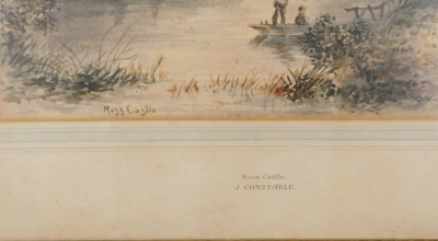 J Constable (19thC). Ross Castle, watercolour, titled, unsigned, 25cm x 34cm. - 3