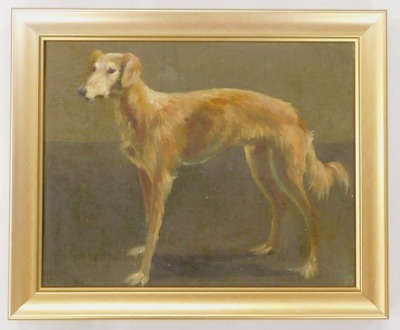 Henry Rayner (1902-1957). Saluki dog c.1925, oil on canvas, signed, 19cm x 24.5cm. - 2