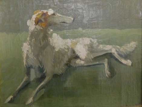 Henry Rayner (1902-1957). Saluki dog c.1925, oil on canvas, signed, 15cm x 19.5cm.