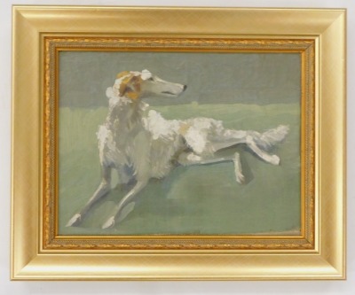 Henry Rayner (1902-1957). Saluki dog c.1925, oil on canvas, signed, 15cm x 19.5cm. - 2