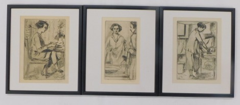 Henry Rayner (1902-1957). Theresa Rayner, dry point etching, signed, 24.5cm x 18cm and two others (3).