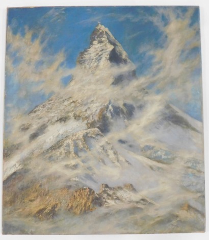 20thC Continental School. Snow topped mountain, oil on canvas, 82cm x 71cm.