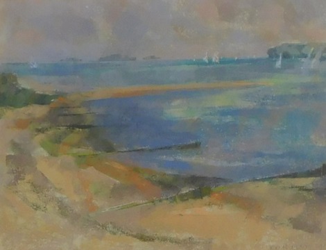 Keith Roper (b.1946). Solent II near Lep, pastel over gouache, signed, dated 1991 and titled verso, 25cm x 32.5cm.