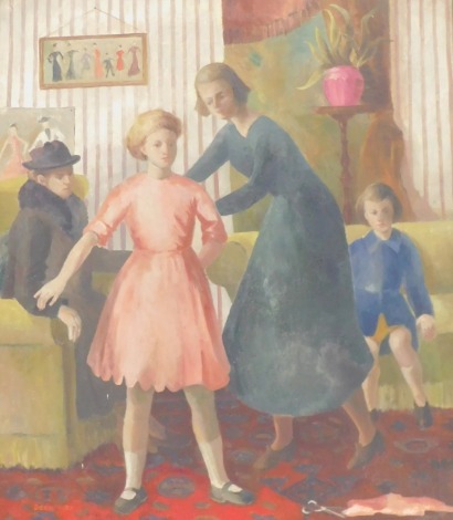 Joyce Beer RA (1915-2006). Dress makers, oil on canvas, signed and dated 1938, 64cm x 55cm.