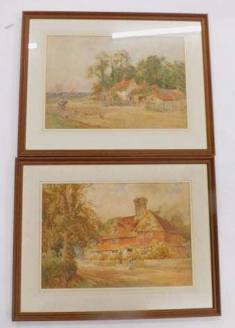 William Ramsey (19thC/20thC). Country cottage scenes, watercolour - pair, signed, 36cm x 51cm.