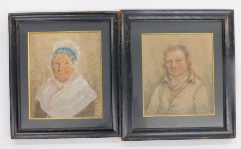 19thC British School. Portraits, husband and wife, pastel - pair, 26cm x 21cm (2).