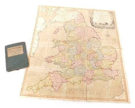 A late 18thC Bowles's New Travelling Map of England and Wales, exhibiting all the direct and principle cross roads: with the distances in measured miles, printed for the proprietors Bowles and Carver, number 69, with slipcase, 61.5cm x 54.5cm.