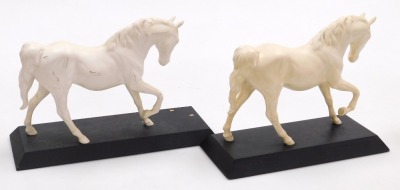 Two Beswick pottery matt white equestrian figures, Spirit of Affection and Spirit of Freedom, raised on named bases, printed marks. - 2