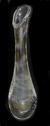 A Kosta cut glass vase, designed by Vickee Lindstrand, of slender drop form, decorated with graduated and exaggerated air bubble inclusions, impressed mark, 29.5cm high.