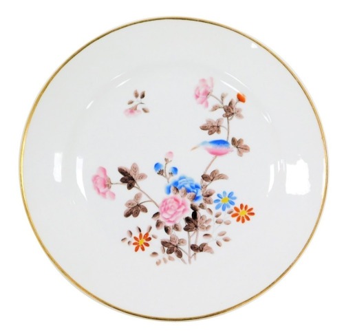 An early 19thC Swansea porcelain Kingfisher pattern plate, painted with a kingfisher and flowers, painted mark, 20.5cm diameter.