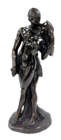 A Genesis Fine Arts bronze figure group, of naked lovers, modelled standing kissing, against a tree, by Donaldson, limited edition 2500, impressed marks, bears label to base, 37cm high.