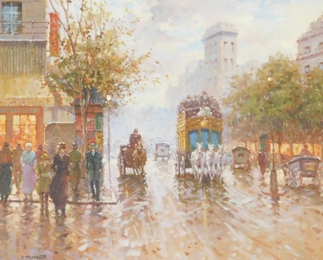 G Fremont. (French, late 20thC) Paris street scene, oil on canvas, signed, 50cm x 60cm.