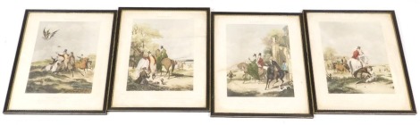 After Francis Calcraft Turner (British 1746-1846). Hawking, four coloured engravings, The Departure, The Rendezvous, The Fatal Stoop, Disgorging, engraved by R G Reeve, published by I W Laird, London 1837-39, 52cm x 43cm.