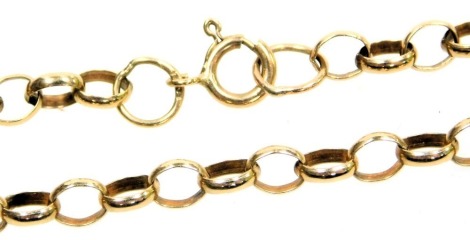 A 9ct gold belcher link neck chain, on a bolt ring clasp, 9.7g.