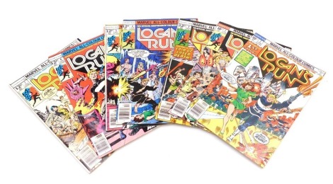 Marvel comics. Seven editions of Logan's Run, issues 1-7 inclusive, (Bronze Age).