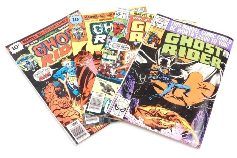 Marvel comics. Four editions of Ghost Rider, issues 18, 19, 22 and 48, (Bronze Age)