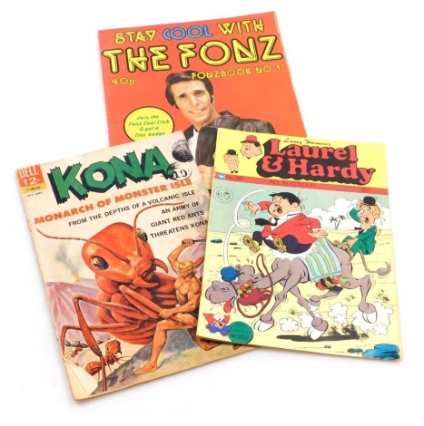 Dell publications. Kona (Monarch of Monster Isle), Issue 7. Larry Harmons, Laurel and Hardy, Issue 99. Stay Cool with the Fonz, (Fonzbook No1), Issue 1.