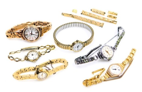 A Bentima lady's stainless steel cased wristwatch, Michael Kors watch, lady's Oris wristwatch and others including two Rotary watches.