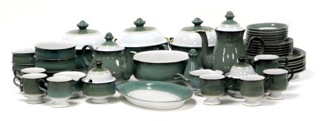 A Denby stoneware Venice pattern dinner, tea and coffee service, including three vegetable tureens and covers, salad bowl, meat platter, dinner plates, dessert bowls, pair of sucriers, gravy boat, coffee pot and tea pot, etc. (a quantity)