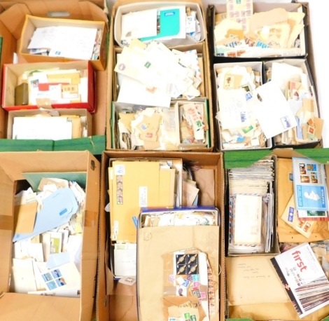 Philately. A large accumulation of GB, European and world stamps. predominantly used, some first day covers. (a quantity)