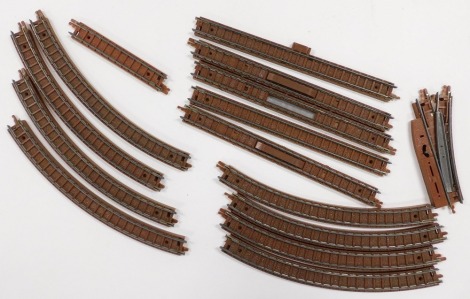 A group of Tri-ang N gauge model railway, to include a Crab Line Merchant Navy class locomotive and tender, shunting engine, carriage, rolling stock, controllers and track. Buyer Note: WARNING! This lot contains untested or unsafe electrical items. It is 