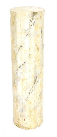 An octagonal fluted marble effect column, 94.5cm high.