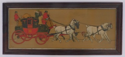 After Cecil Aldin (1870-1935). The Glasgow Coach, colour chromolithograph, 38cm x 99cm. - 2