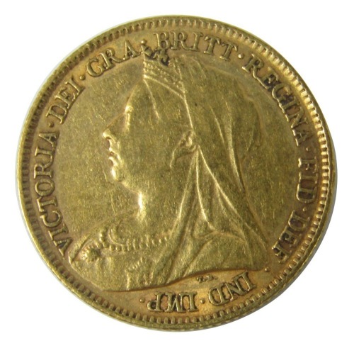 A Queen Victorian half gold sovereign 1898, 3.9g.