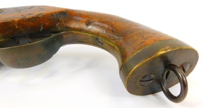 An early 19thC Belgian Sea Service flintlock pistol, with steel barrel stamped ELG (Belgian proof marks), walnut stock and brass lanyard ring, 38.5cm long. - 4