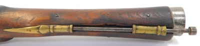 A flintlock blunderbuss, with steel barrel, indistinctly stamped, steel ramrod with brass mounts, elm stock, 64cm long overall. - 4