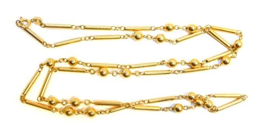 A 9ct gold fancy link neck chain, of ball and bar design, 70cm long, 18.9g.