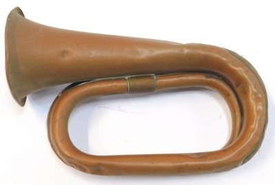 A Besson and Co London copper bugle, dated 1940, 24.5cm long. - 2