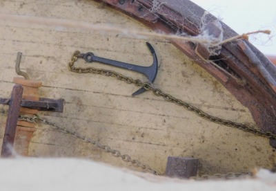 A wooden model of a fishing boat, named The Sainte Marie, La Rochelle 1883 Tunny Boat L24, on an oak stand, 68cm high. - 9